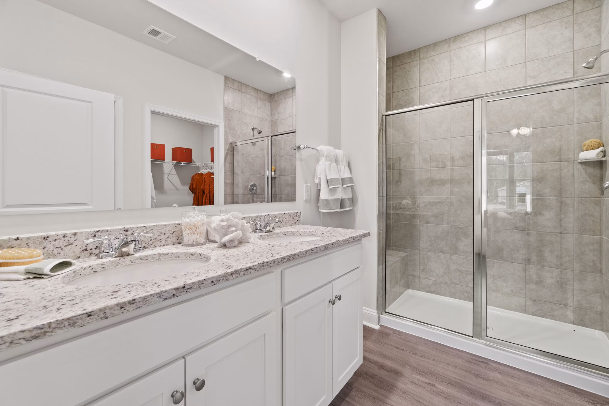 Modern bathroom with sleek fixtures at Maple Grove Apartments