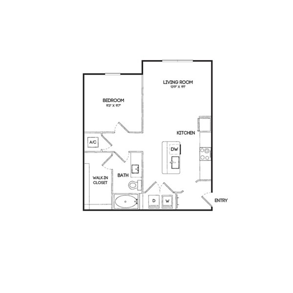 A1 floor plan at Birchway Hudson Oaks Apartments