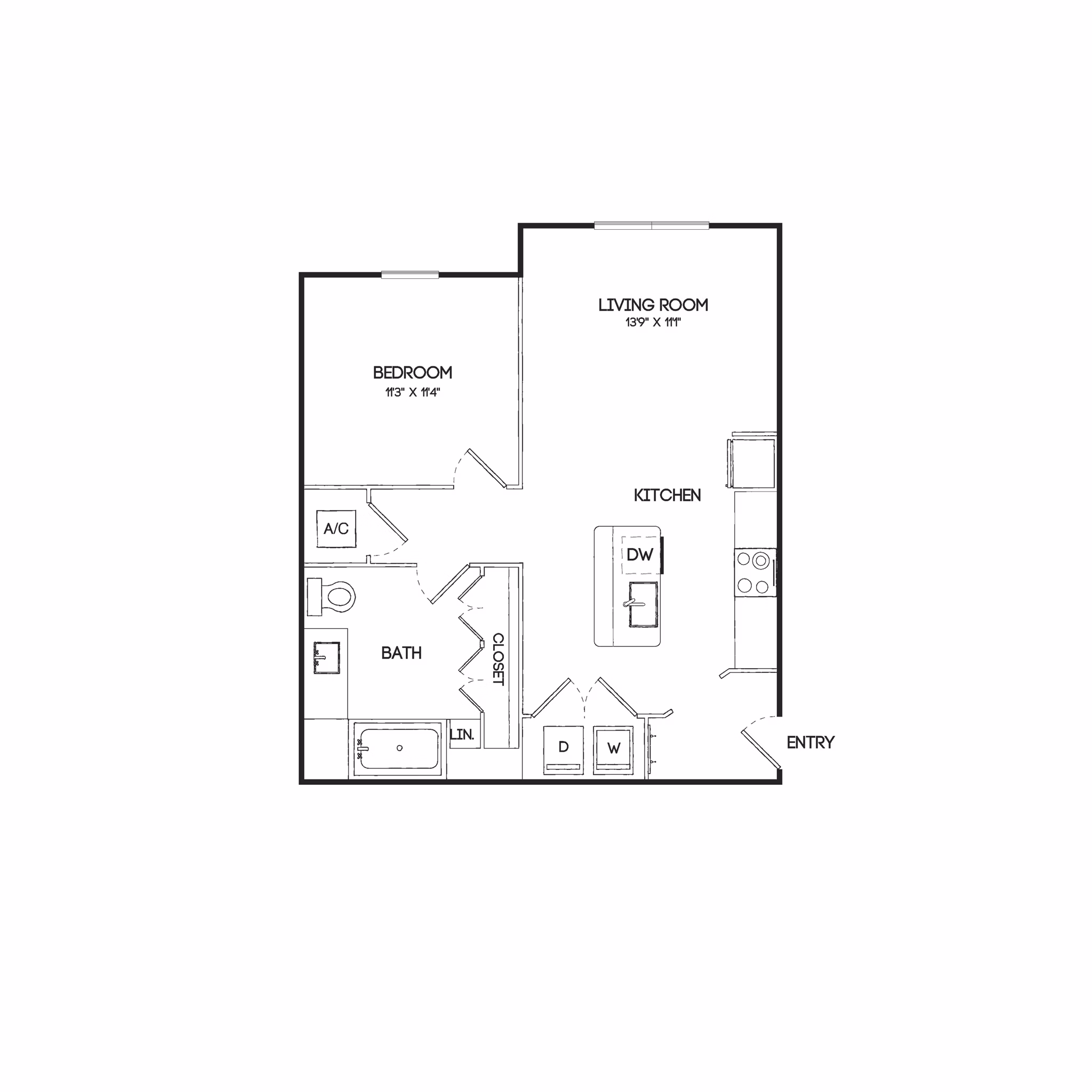 A1HC floor plan at Birchway Hudson Oaks Apartments