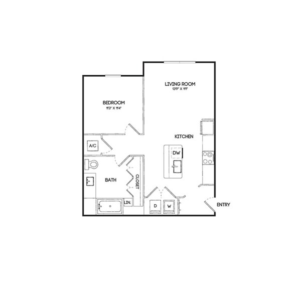 A1HC floor plan at Birchway Hudson Oaks Apartments