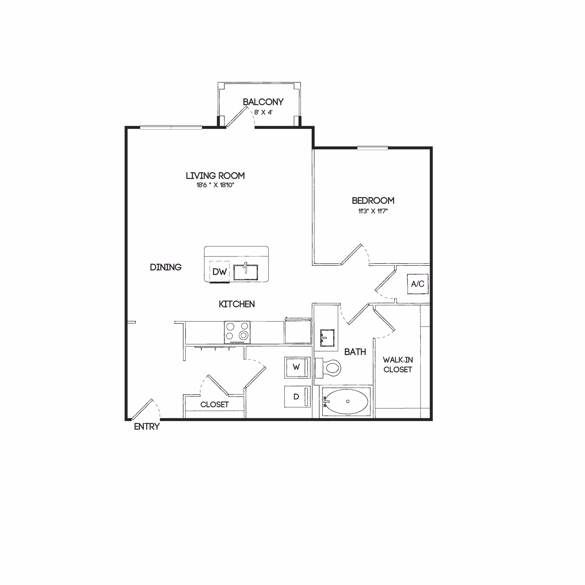 A2A floor plan at Birchway Hudson Oaks Apartments
