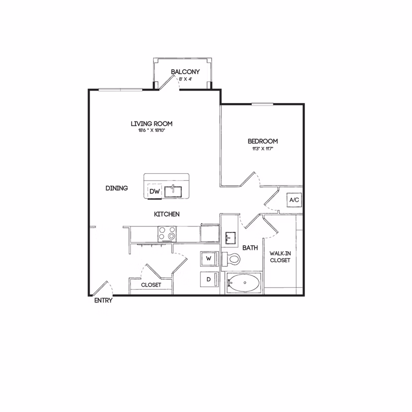 A2A floor plan at Birchway Hudson Oaks Apartments