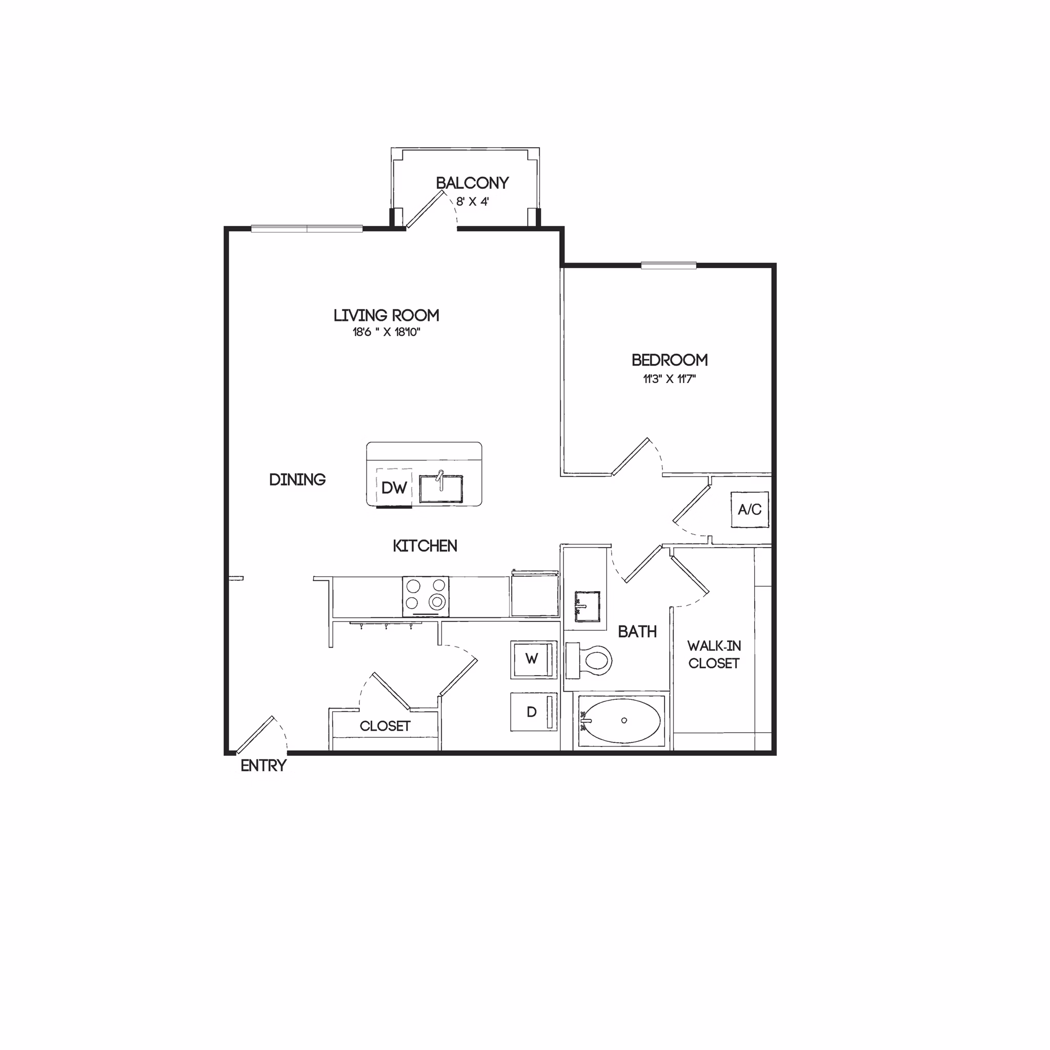 A2A floor plan at Birchway Hudson Oaks Apartments