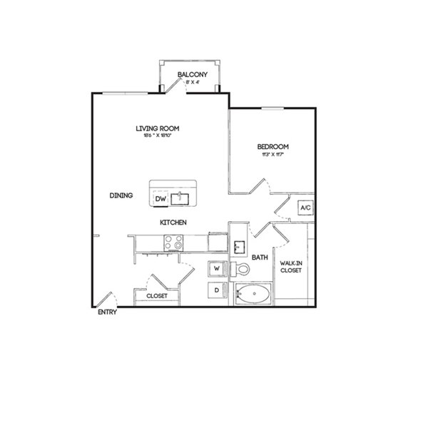 A2A floor plan at Birchway Hudson Oaks Apartments