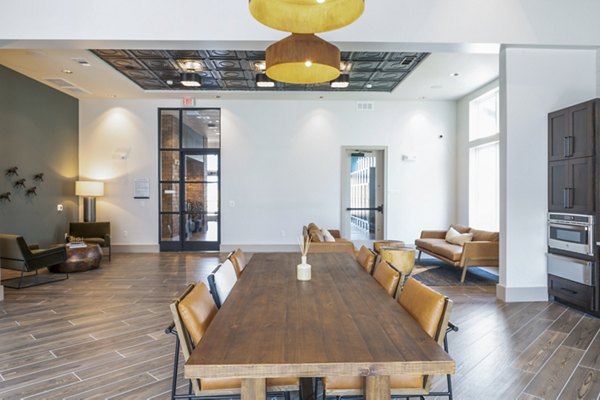 Clubhouse featuring modern design elements at Birchway Hudson Oaks Apartments