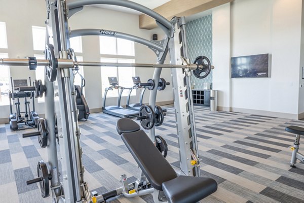 Fitness center with modern equipment at Birchway Hudson Oaks Apartments