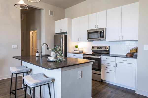 Kitchen featuring modern appliances at Birchway Hudson Oaks Apartments