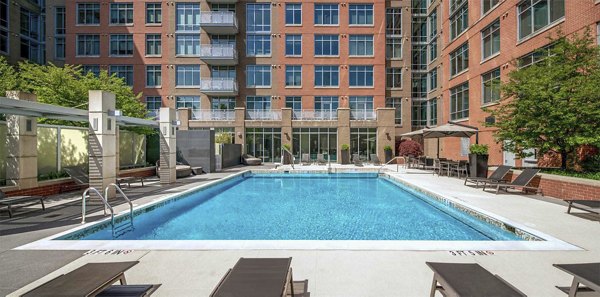 Rooftop pool offering skyline views at The Avant at Reston Town Center Apartments