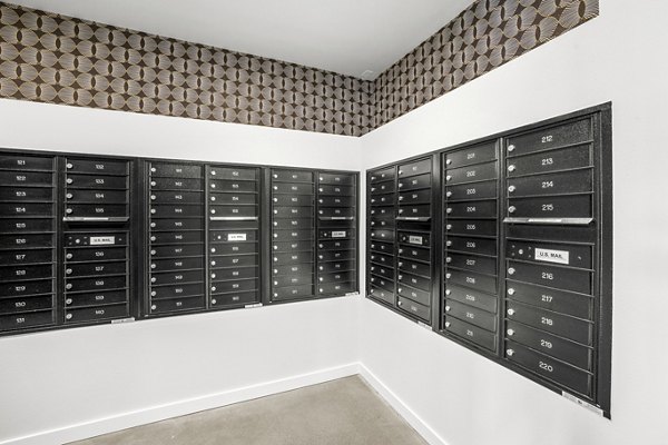 Clubhouse mail room featuring modern parcel locker systems at Ion Town Center Apartments