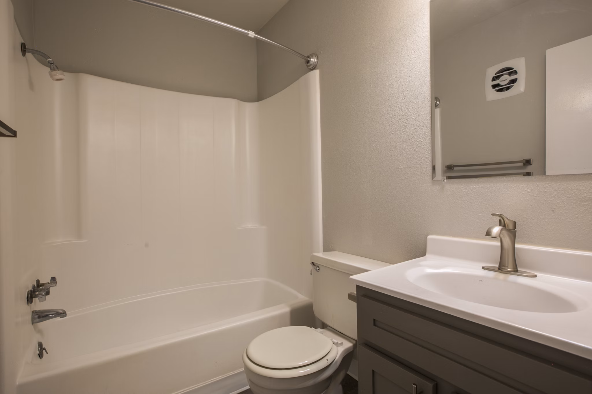 Modern bathroom with sleek fixtures at Sun Plaza Apartments, luxury living in a prime location