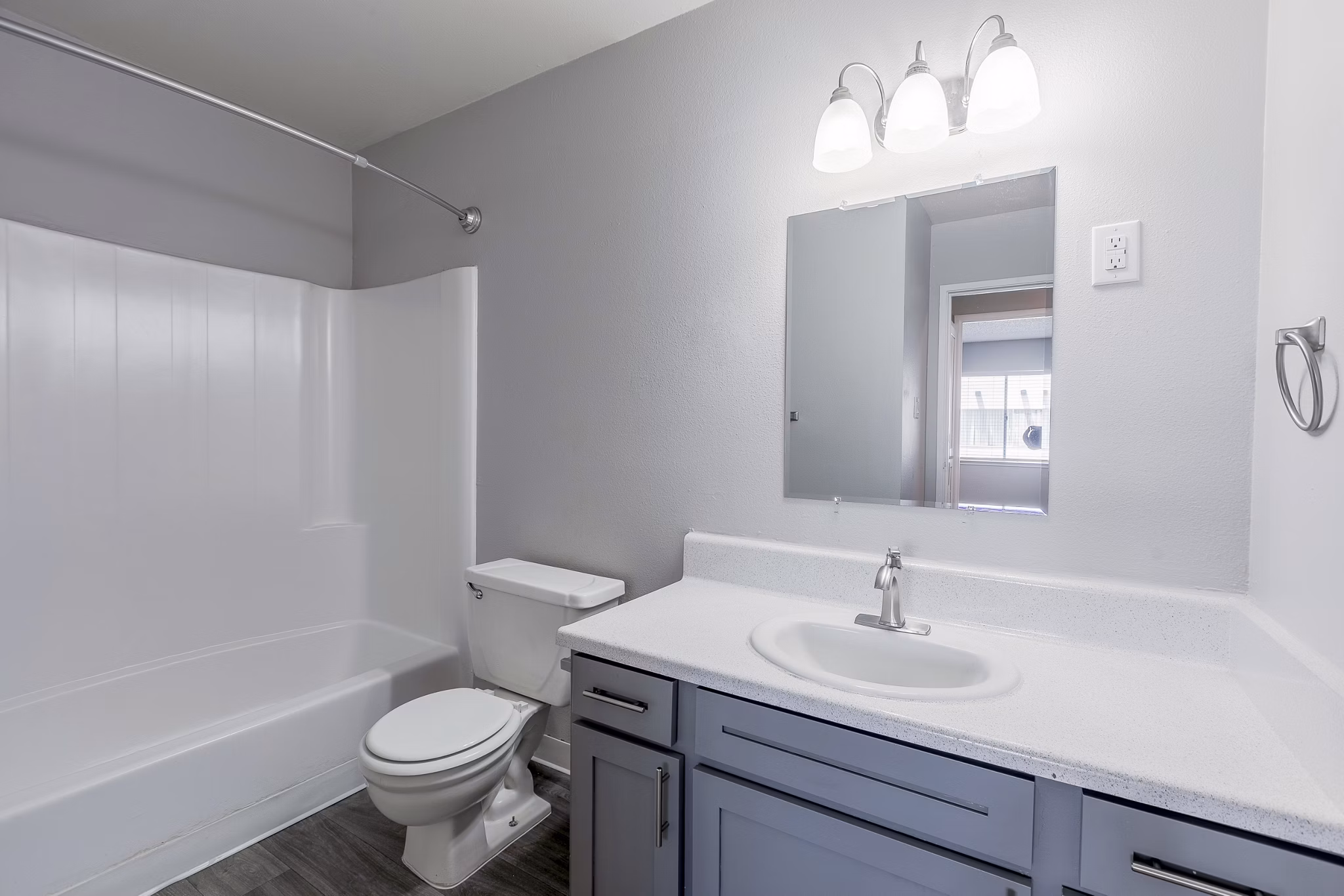 Modern bathroom featuring sleek fixtures at Valley Apartments with elegant design for a luxurious lifestyle
