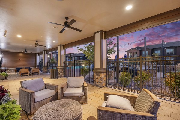 Clubhouse featuring modern design and cozy seating at Peak 83 luxury apartments in North Scottsdale