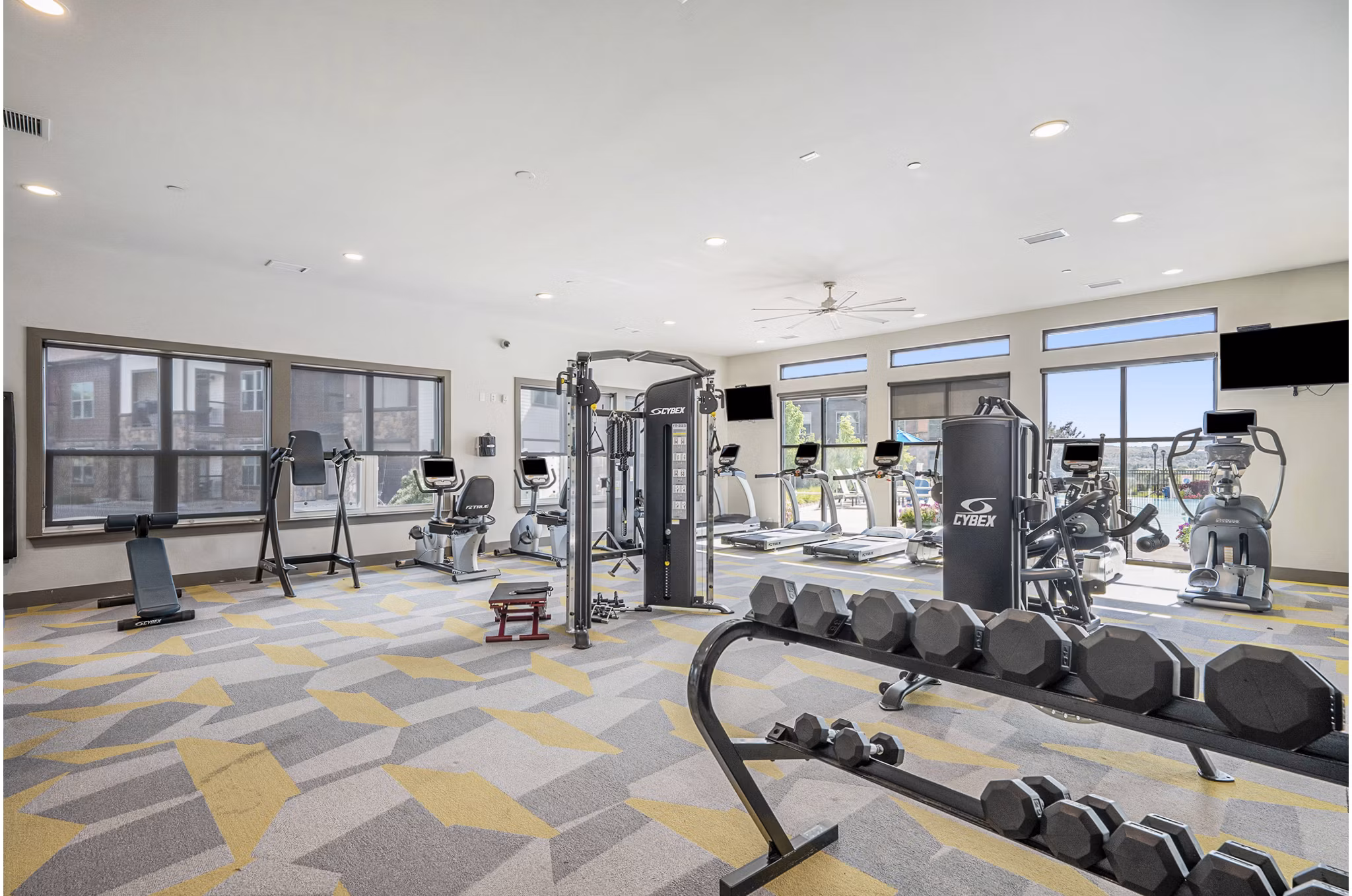 fitness center at Highpoint Club Apartments