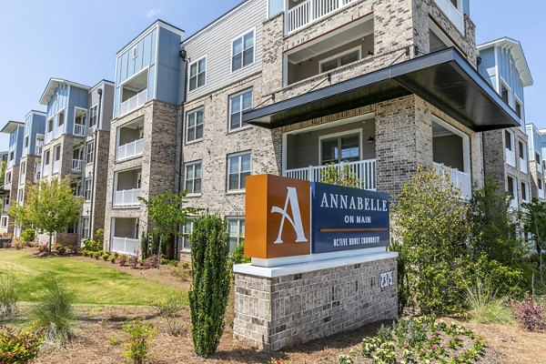 Signage at Annabelle on Main Apartments: Elegant entryway sign for luxury living in Duluth