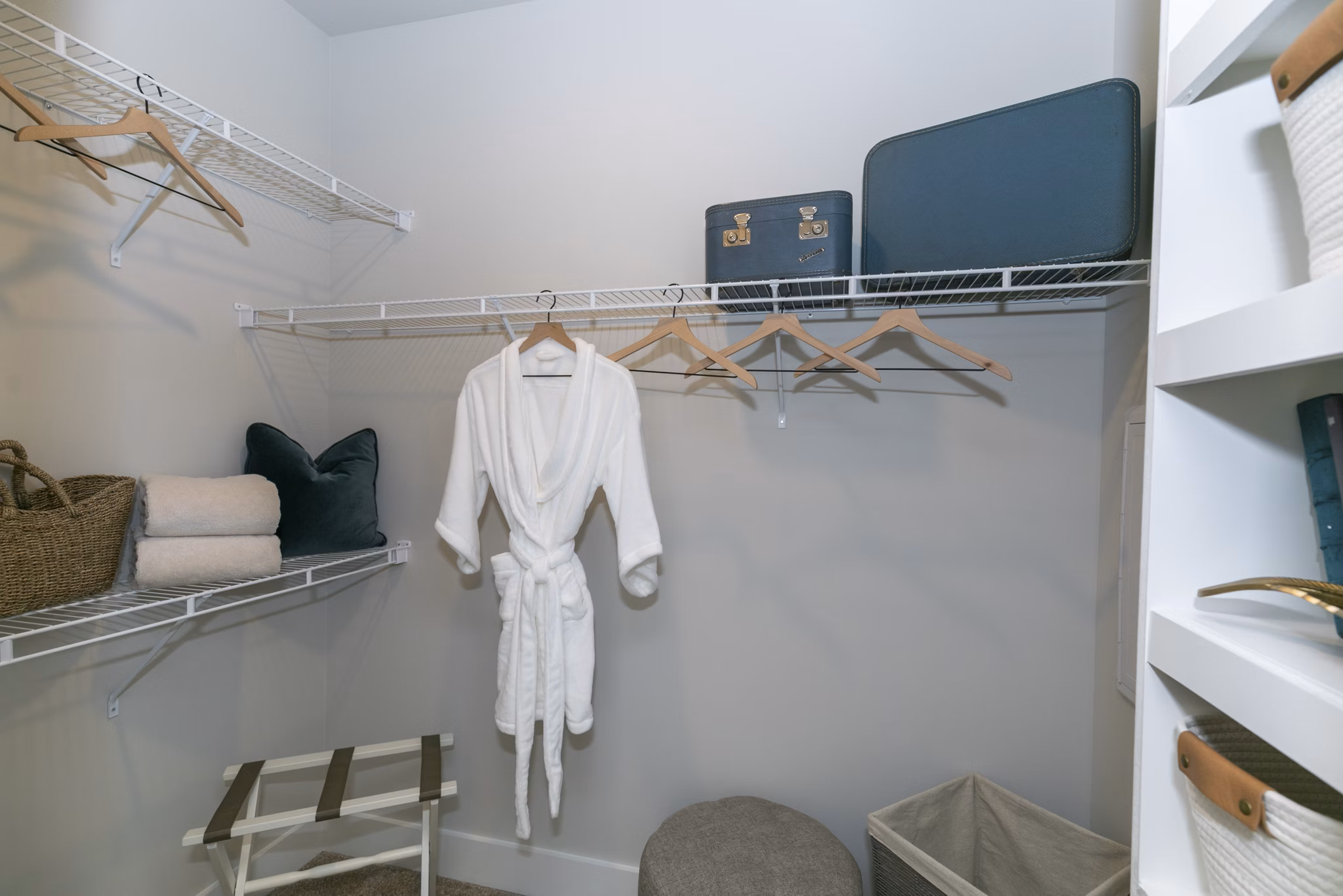 Spacious closet with ample storage space at Annabelle on Main Apartments, ideal for luxury living near downtown attractions