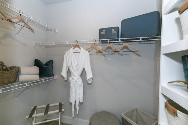 Spacious closet with ample storage space at Annabelle on Main Apartments, ideal for luxury living near downtown attractions