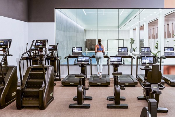 fitness center at Coppermaker Square Apartments
