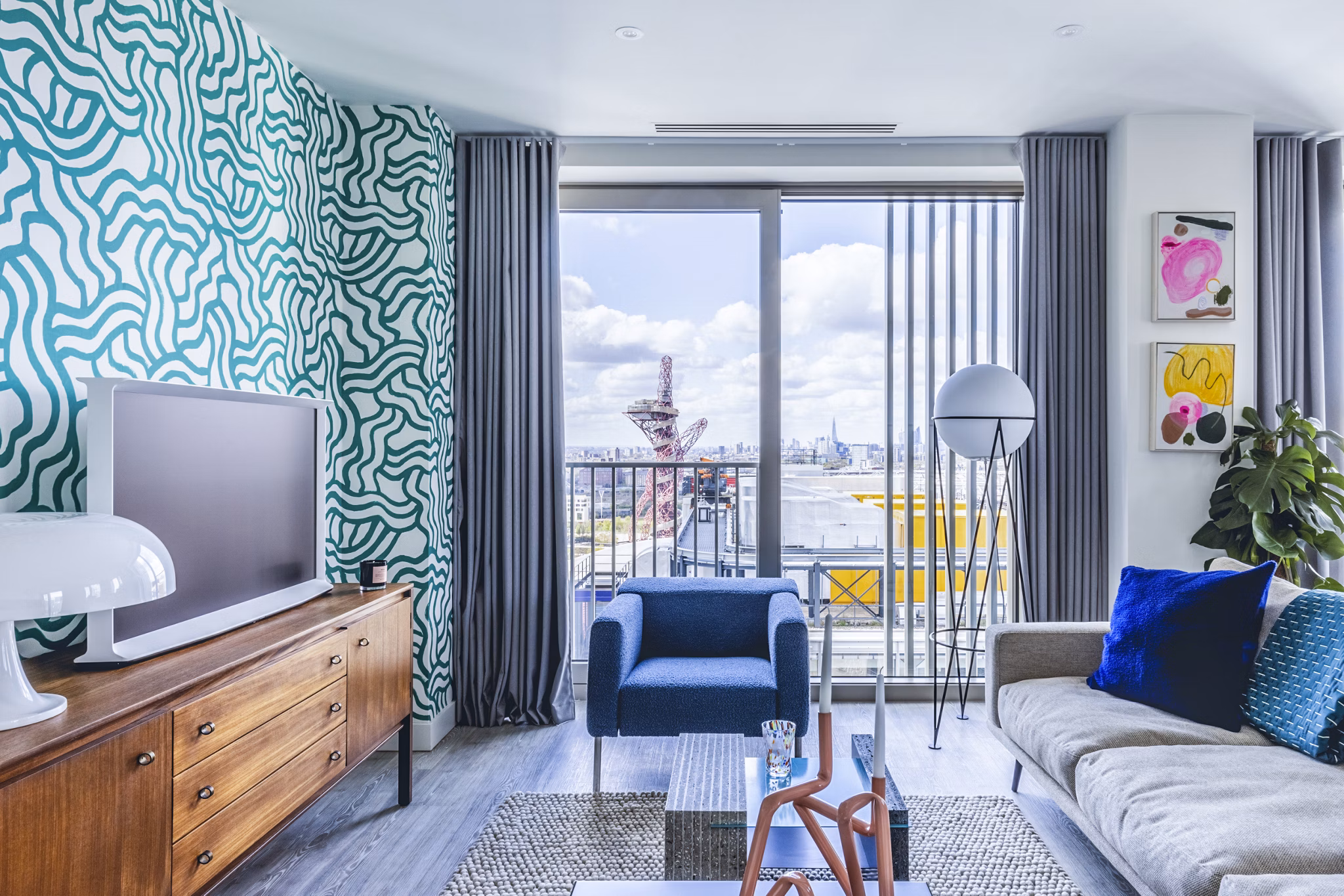 living room at Coppermaker Square Apartments