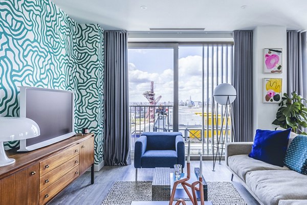 living room at Coppermaker Square Apartments