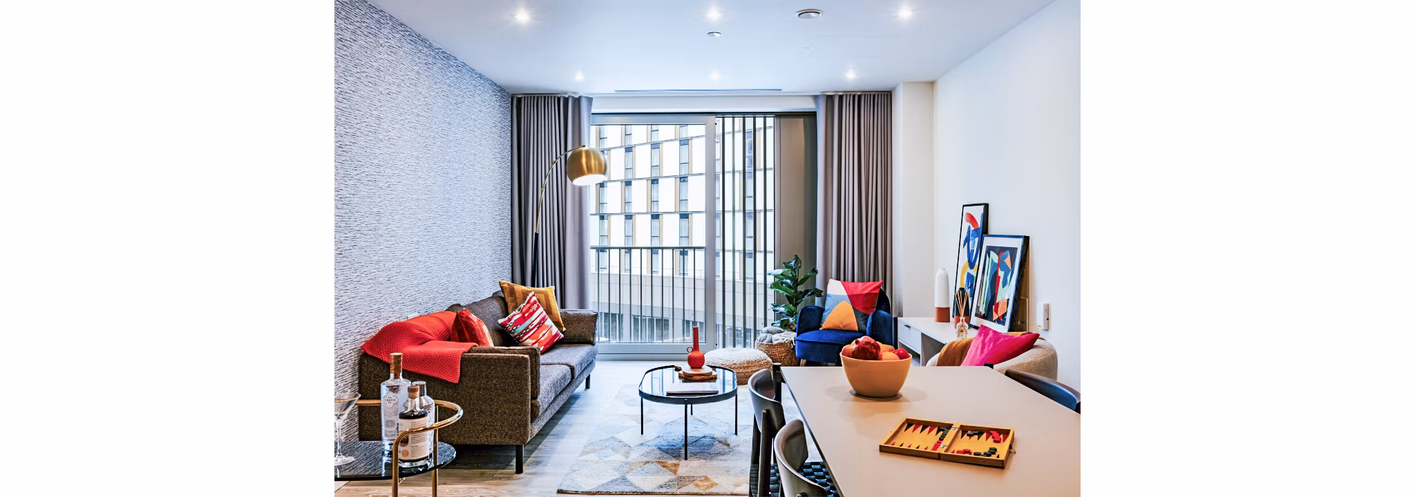 living room at Coppermaker Square Apartments