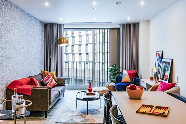 living room at Coppermaker Square Apartments