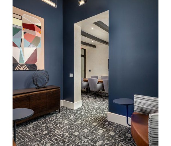 Clubhouse with modern design elements at The Core on Foothill Apartments offering luxury living spaces