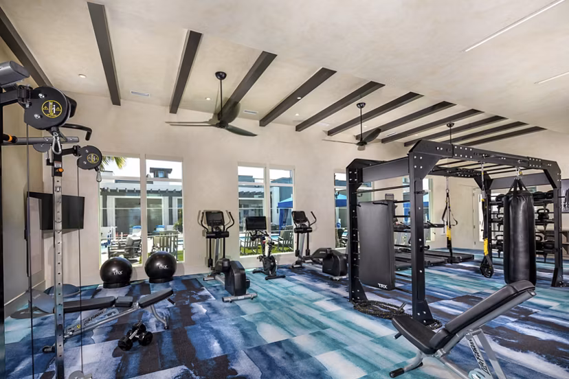 fitness center at The Core on Foothill Apartments