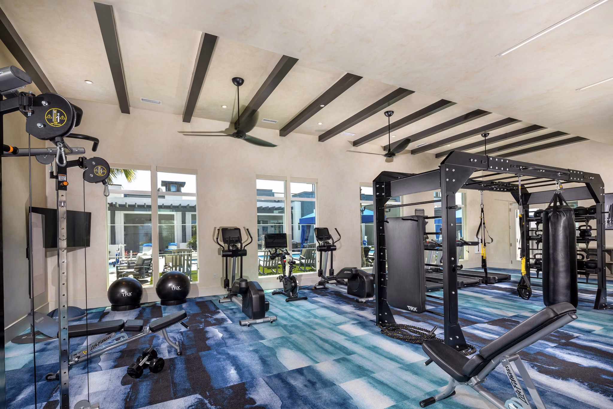 fitness center at The Core on Foothill Apartments