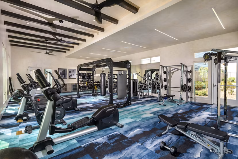 fitness center at The Core on Foothill Apartments