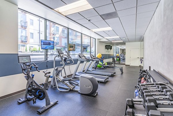State-of-the-art fitness center at Prescott Apartments with modern equipment for a luxurious workout experience