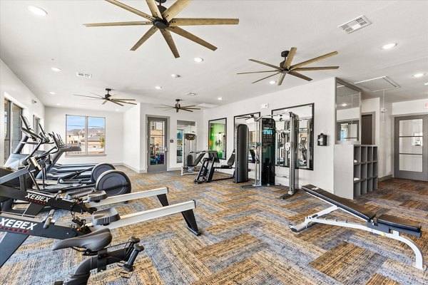 State-of-the-art fitness center with modern equipment at Emerson at Red Oak Apartments, perfect for a healthy lifestyle