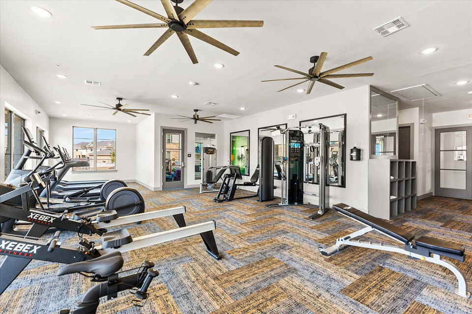 State-of-the-art fitness center with modern equipment at Emerson at Red Oak Apartments, perfect for a healthy lifestyle