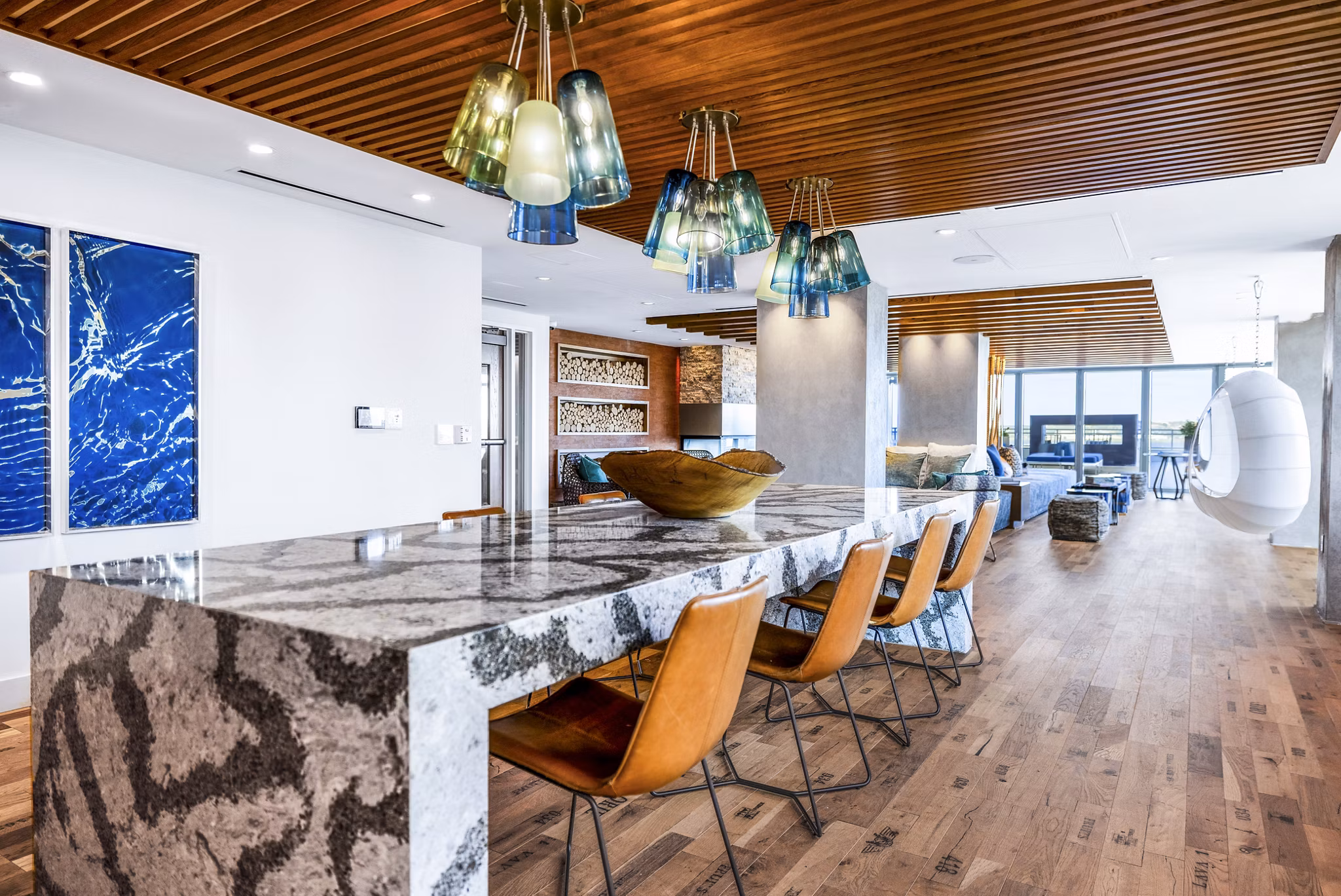 Clubhouse featuring modern design and luxury amenities at The Sur Apartments