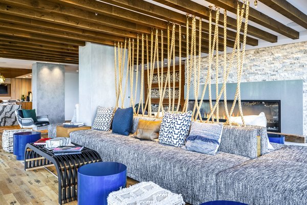 Stylish clubhouse with modern decor at The Sur Apartments