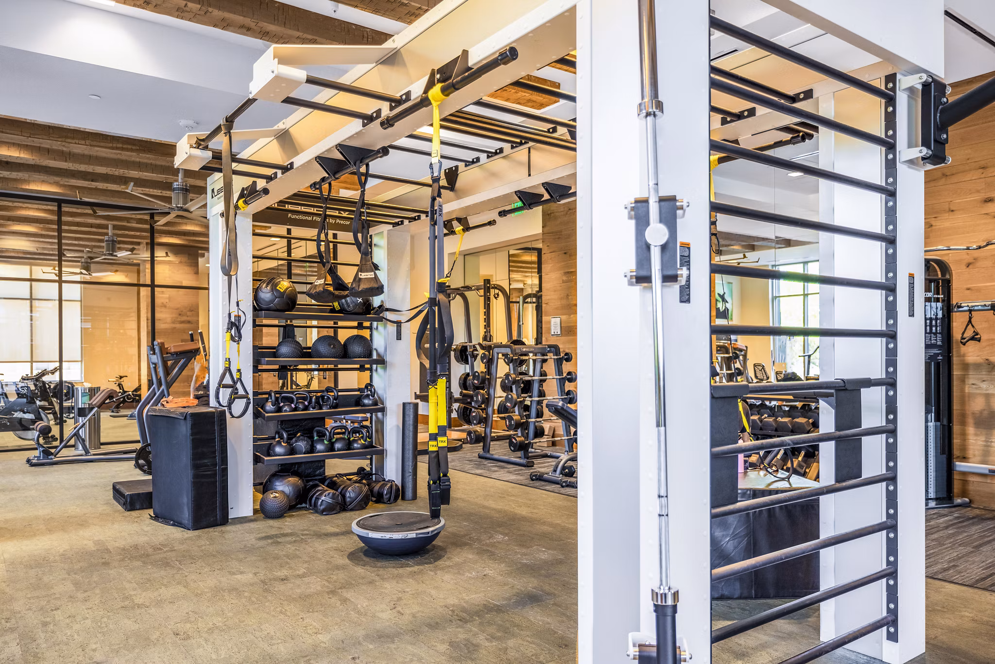 State-of-the-art fitness center with modern equipment at The Sur Apartments in San Diego