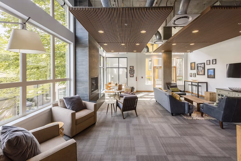 Elegant clubhouse featuring modern decor at Thornton Place Apartments