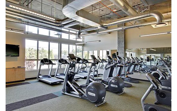 fitness center at Thornton Place Apartments