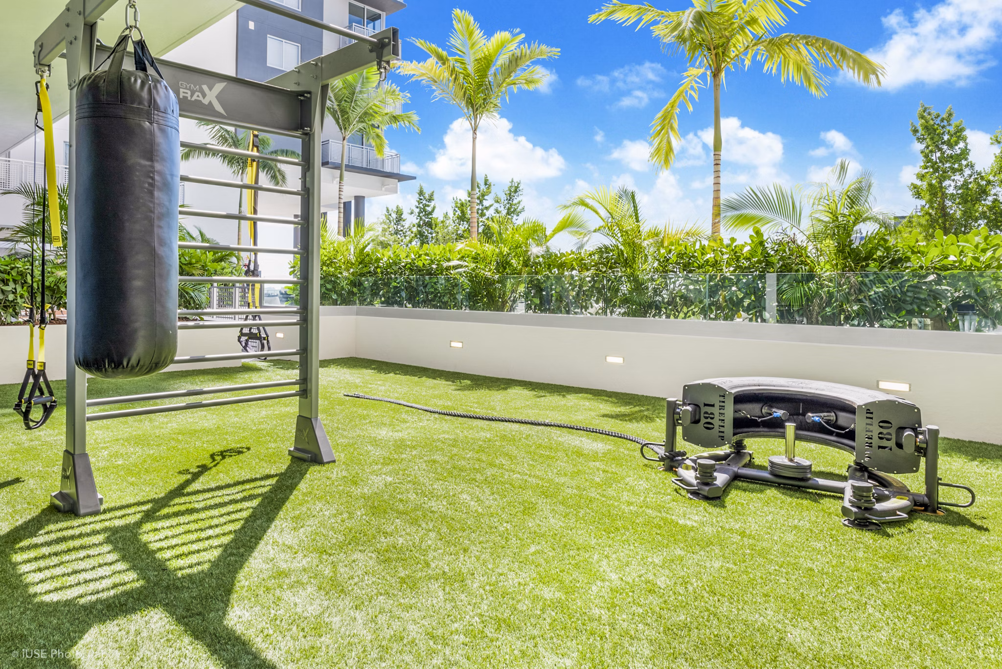 Crest at Pinecrest Apartments: Outdoor fitness center with modern equipment for active living