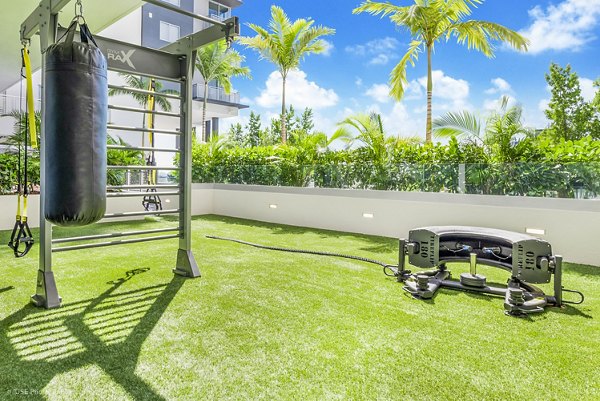 Crest at Pinecrest Apartments: Outdoor fitness center with modern equipment for active living