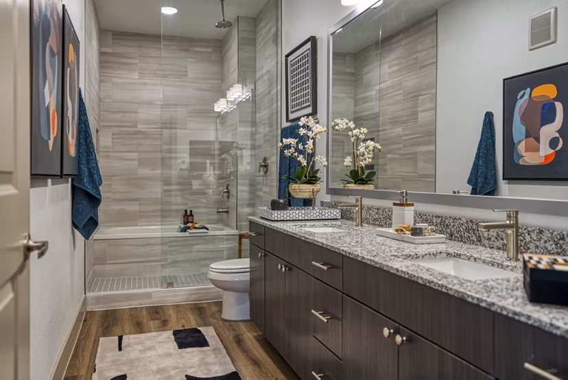 bathroom at Alexan Braker Pointe Apartments