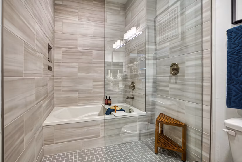 bathroom at Alexan Braker Pointe Apartments