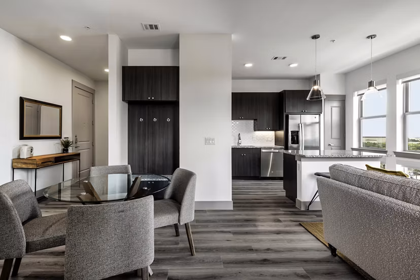 dining room at Alexan Braker Pointe Apartments