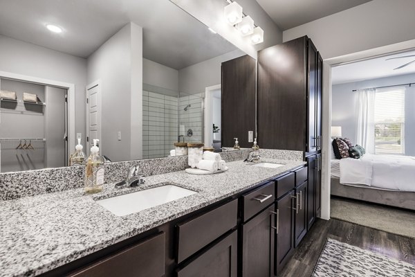 Modern bathroom with elegant fixtures at Sage Stone Oak Apartments
