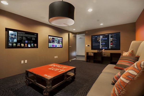 Clubhouse with modern design and cozy seating at mResidences South Lake Union Apartments