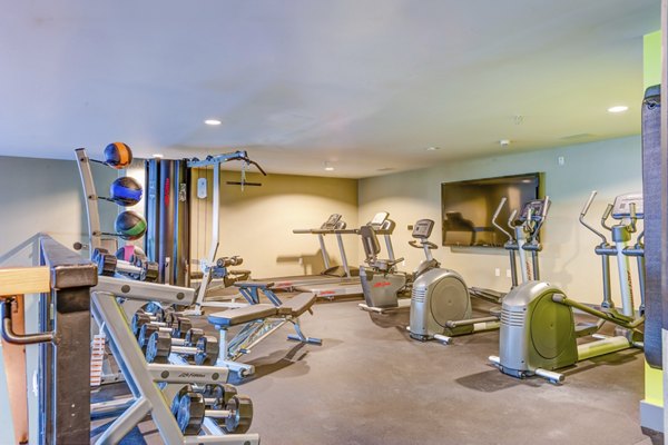 State-of-the-art fitness center with modern equipment at mResidences South Lake Union Apartments
