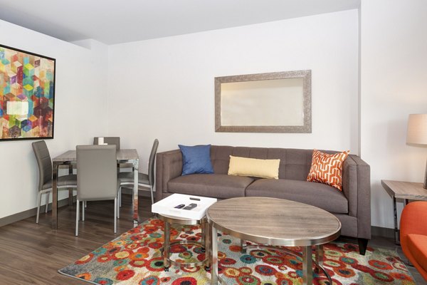 Modern living room with stylish decor at mResidences South Lake Union Apartments offering luxury living