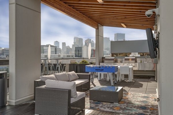 Courtyard with modern seating at mResidences South Lake Union luxury apartments