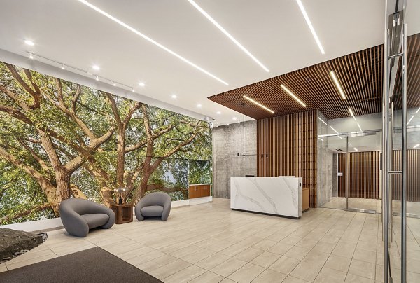 Stylish clubhouse featuring modern decor at 1400 Wabash Apartments
