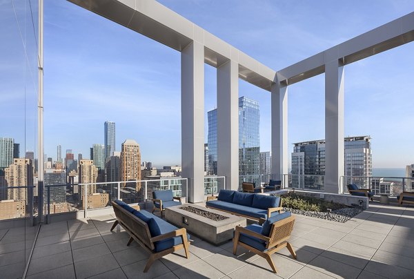 Fire pit at 1400 Wabash Apartments for social gatherings and relaxation