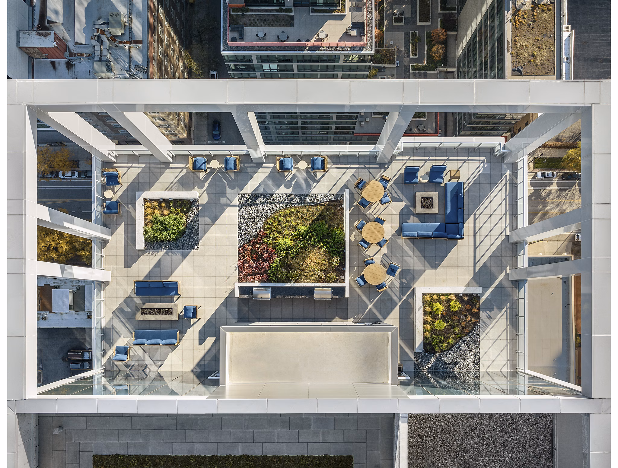 Breathtaking view of city skyline from balcony at 1400 Wabash Apartments, luxurious downtown living spaces